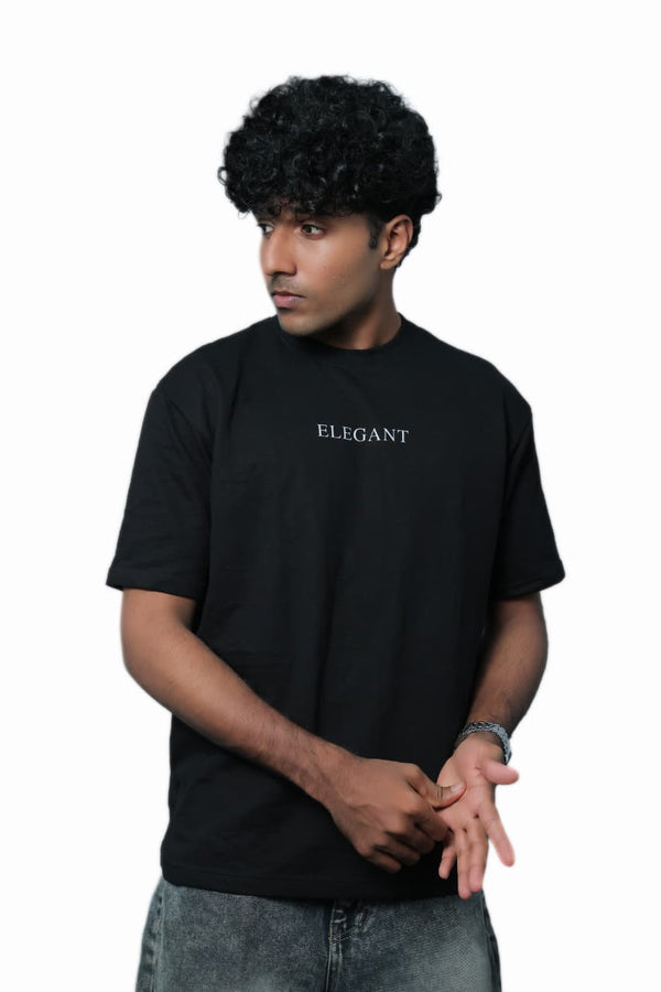 Elegant Black Oversized Cotton T-Shirt