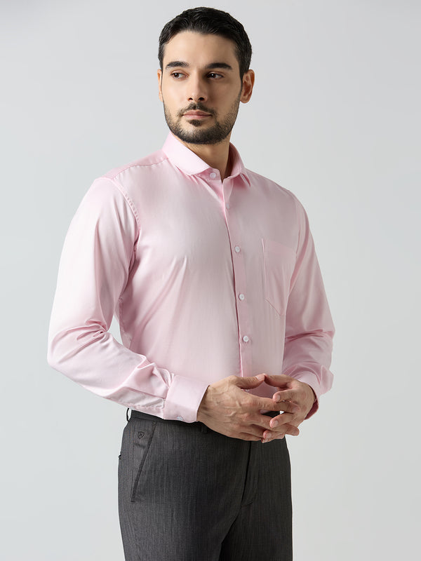 Men’s Light Pink Lycra Formal Shirt – Stretchable Slim Fit Office Wear